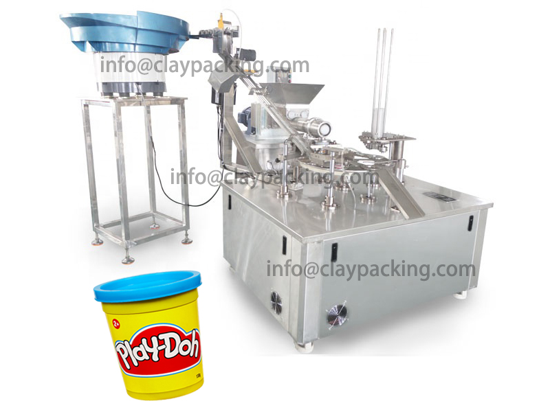 Automatic Play Doh Cup extruding,Filling,Capping,Packing Machine